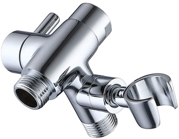 Solid Metal Shower Head Diverter with Holder 3-Way