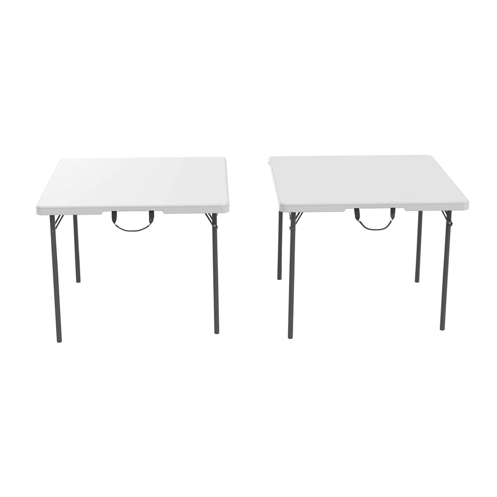 37-Inch Square Fold-in-Half Table, 2 Pack, Light Commercial, White Granite