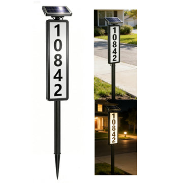 Solar House Numbers Lighted Home Address Plaques Signs with 2 Light Modes