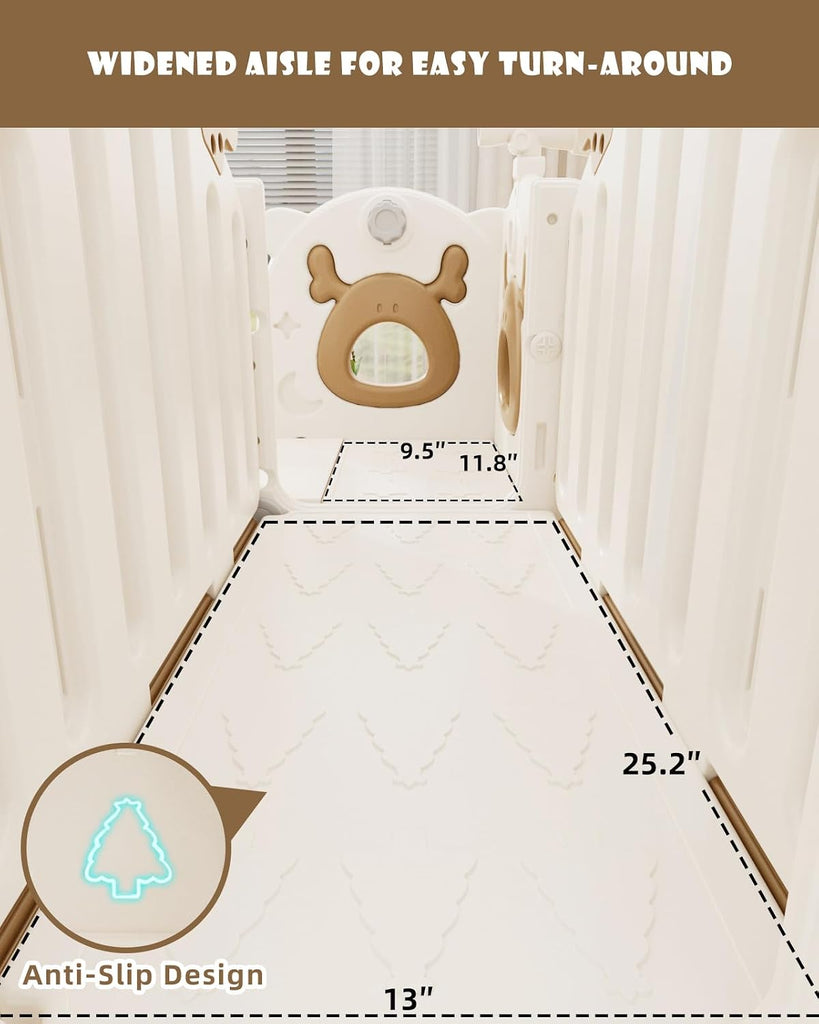 Toddler Slide,12 in 1 Kids Slide for Toddlers 1-3 (Brown)