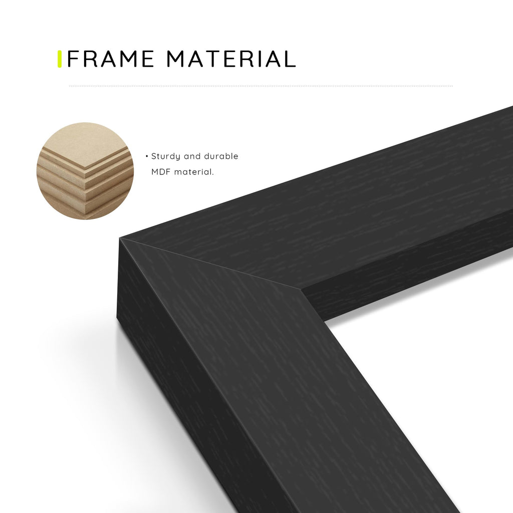 8x8 Picture Frame Set of 12, Black Wood Grain Gallery Wall Frames