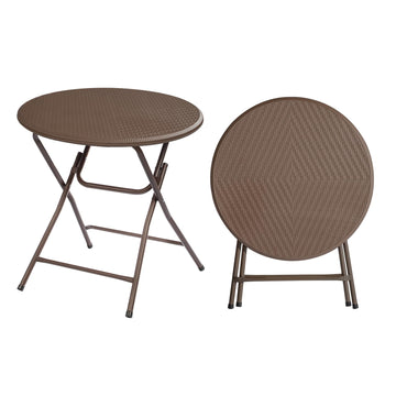 32" Round Folding Commercial Banquet Table, Portable Plastic Coffee Card Dining Table or Outdoor Party Wedding Event