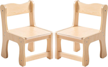 Kids Wooden Chairs Set of 2, Toddler Chairs for Table & Playroom, Solid Wood Kids Furniture with Ergonomic Backrest