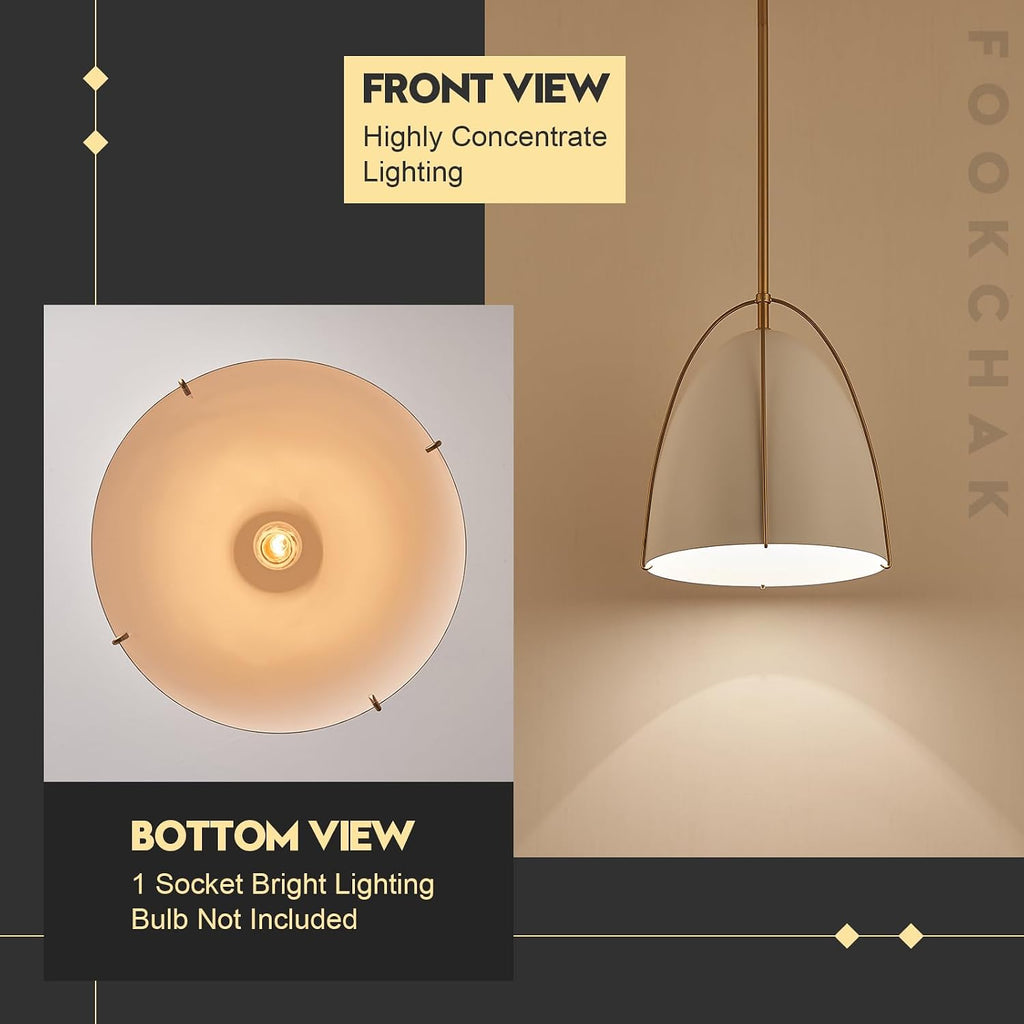 10in Dome Pendant Light White Kitchen Island Pendant Lighting Modern White & Gold Pendant Lights Fixture for Dining