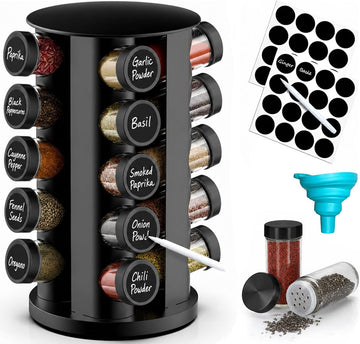 Rotating Spice Rack Organizer for Cabinet, Spice Racks Storage with 20 Jars, Spinning Spice rack Countertop, Spice