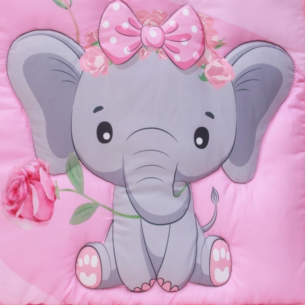 Baby Girl Crib Bedding Set Pink Elephant Crib Nursery Comforter Bed Sets Decor with Fitted Crib Sheet, Comforter and