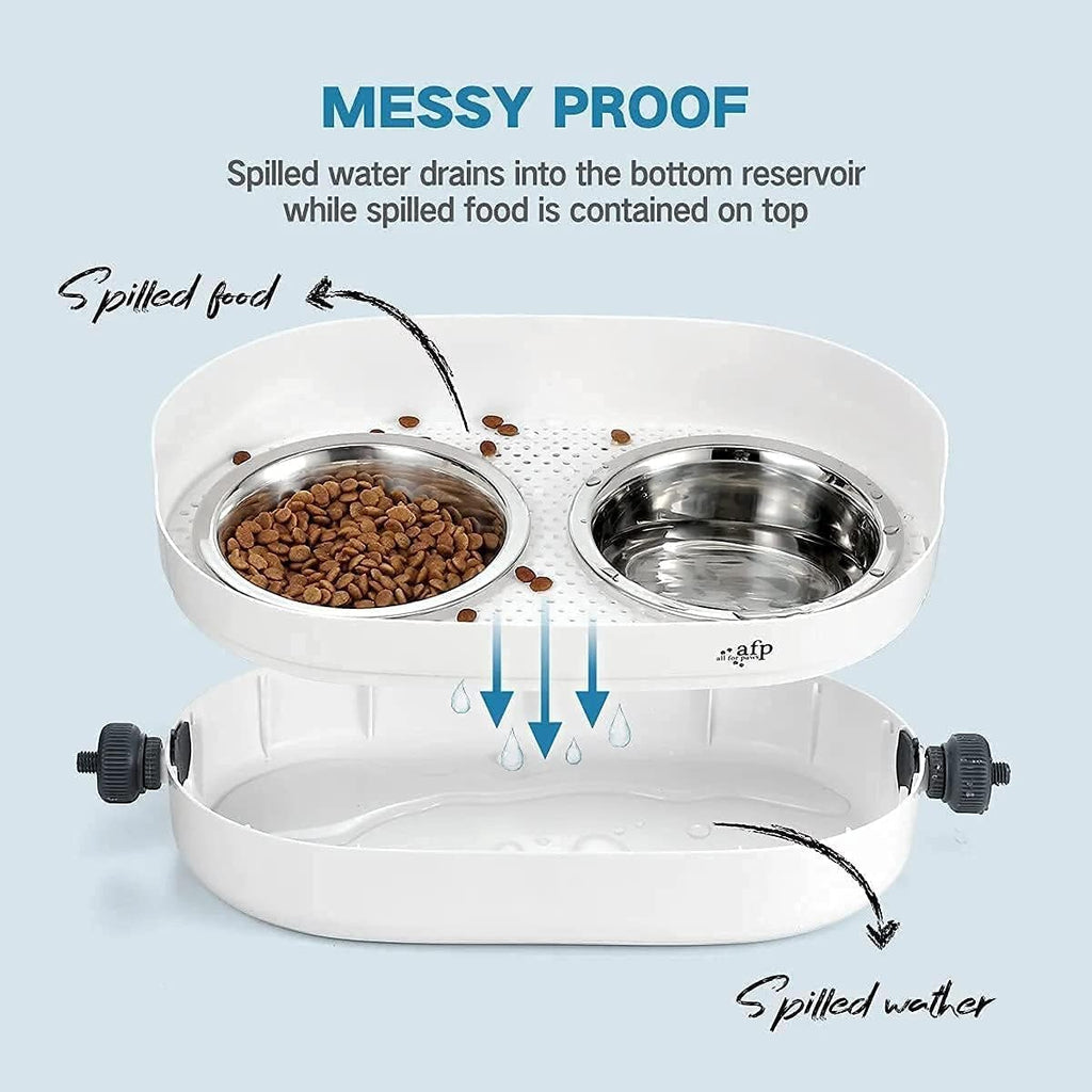 Elevated Dog Bowls, Stainless Steel Food & Water Bowls, Height Adjustable Raised Cat Feeder Mess Proof Pet Feeding