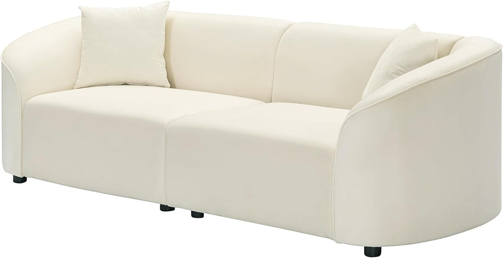 87" Large Couch, Comfy Upholstered Loveseat with Extra Deep Seats, Velvet Sofa Apartment Office, Beige