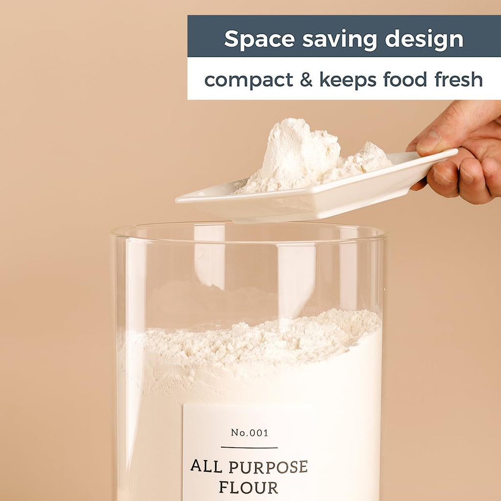 1 Gallon Large Glass Food Storage Containers With Airtight Bamboo Lid - Kitchen Glass Storage Jars Canister With 42