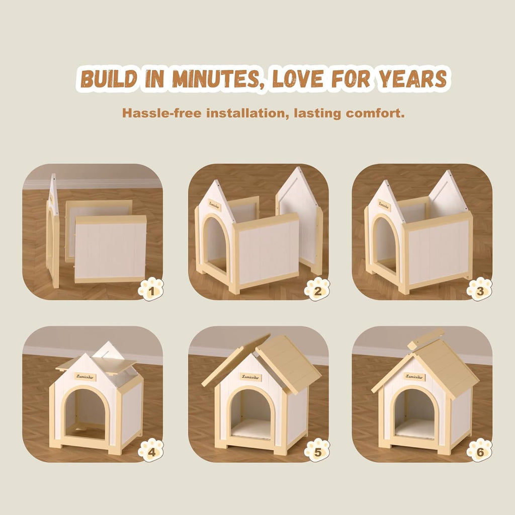 Indoor Dog House for Small Dogs, Furniture Style Pet House, Natural Solid Wood Dog House, Wooden Puppy Kennel
