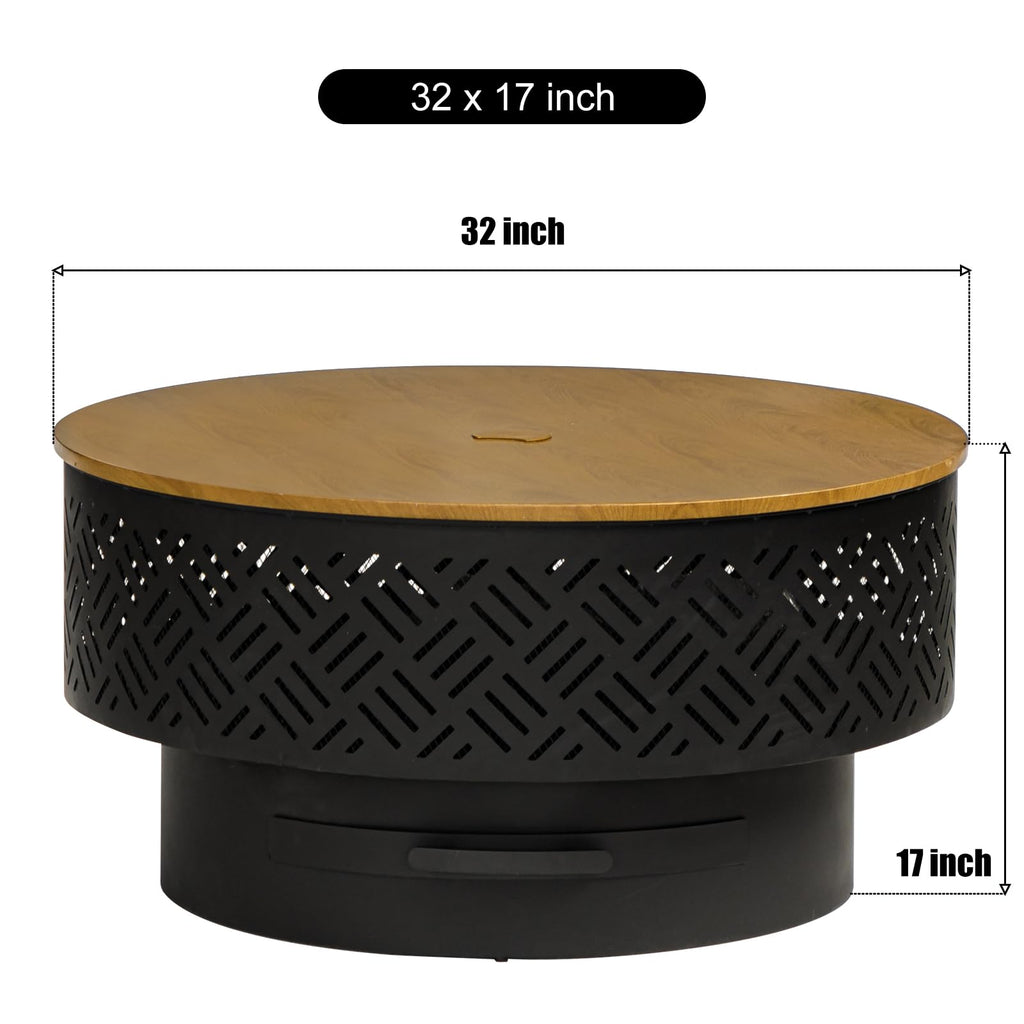 32 Inch Wood Burning Fire Pits with Grill & Lid