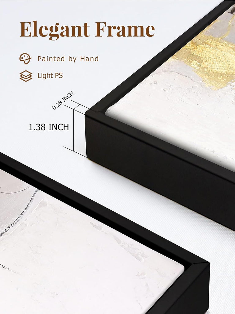 Framed Wall Art - Black and Gold Wall Art Decor - Large Abstract Canvas Wall Art bedroom office