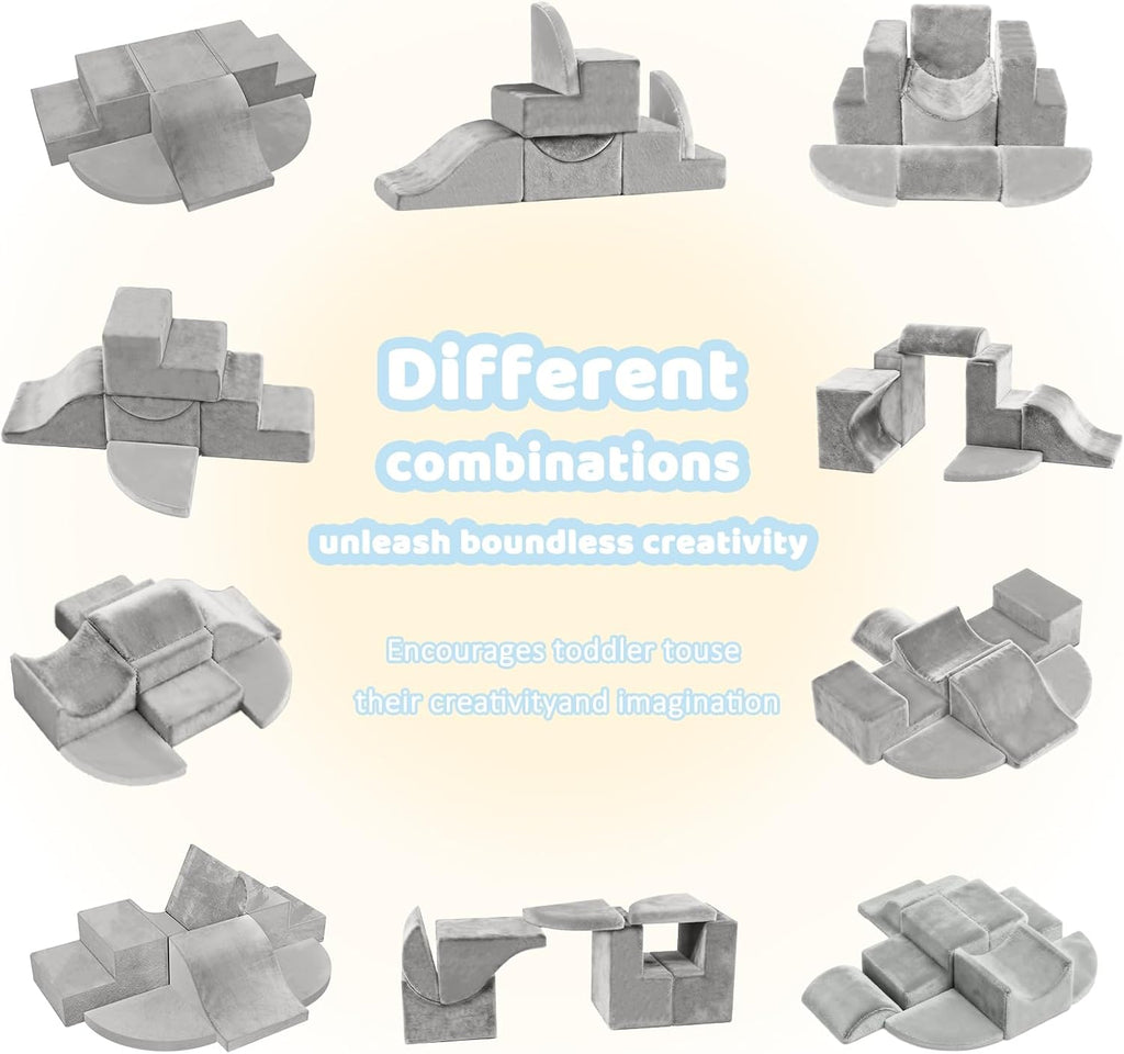 Piece Toddler Climbing Toys Indoor,Baby Climbing Blocks(Gray)