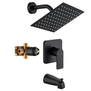Tub Shower Faucet Set With Head & Spout Black