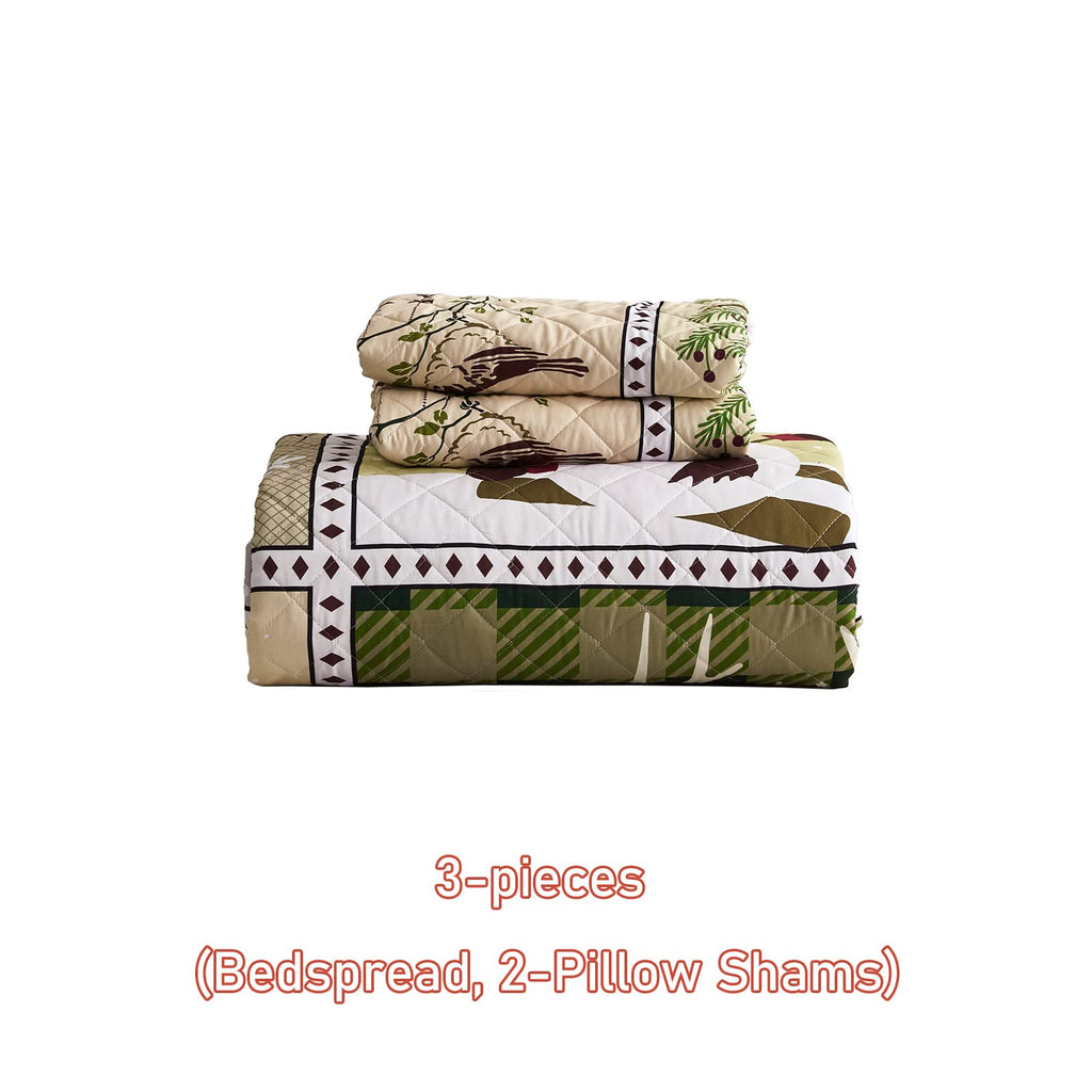 Christmas Oversized King Bedspreads, Quilted Snowman Plaid Pattern
