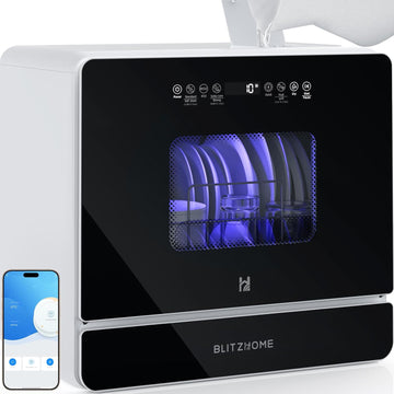 WiFi Countertop Portable Dishwasher, Smart 9 Programs, 167℉ High-Temp, 360° 3Spray, 24H Timing, Hot 