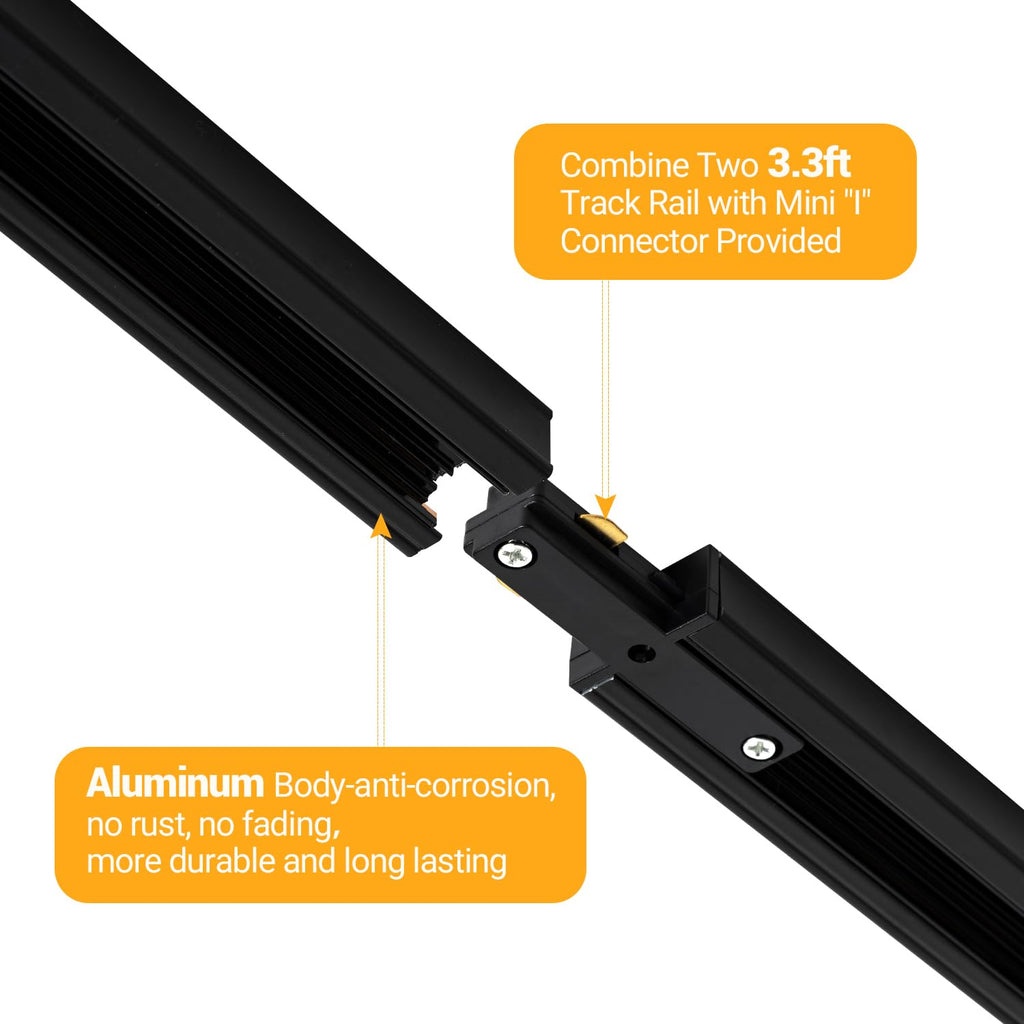 LED Track Lighting Kit with 13FT H Type Track Rail, Black