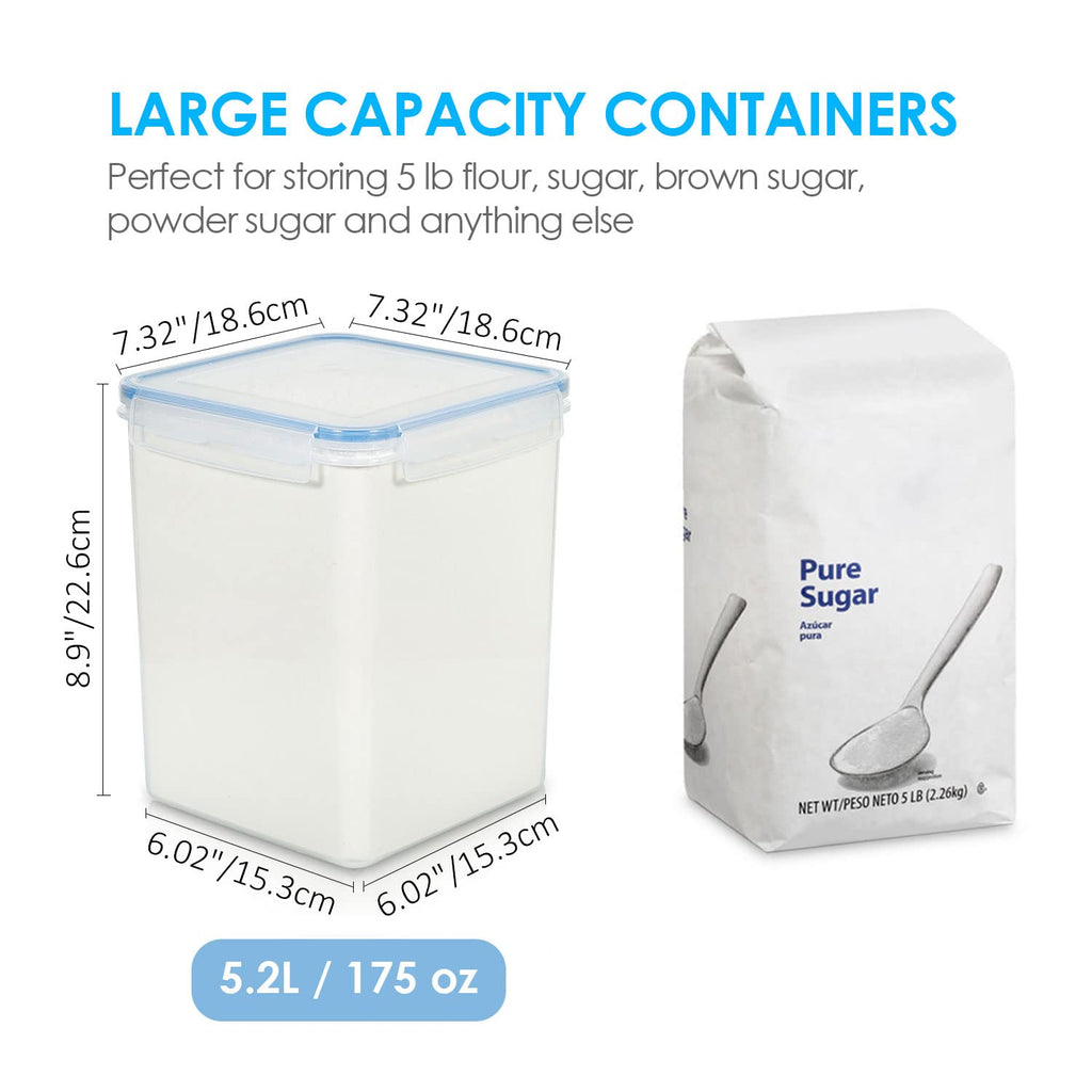 5.2L Flour Sugar Storage Containers, 4 PCS, Blue