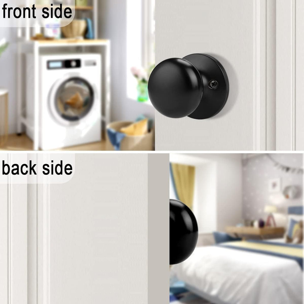 Half Dummy Door Knobs, 4 Pack Black One Side Dummy Handles Matte Black Finish, Non-Turning Inactive Lever