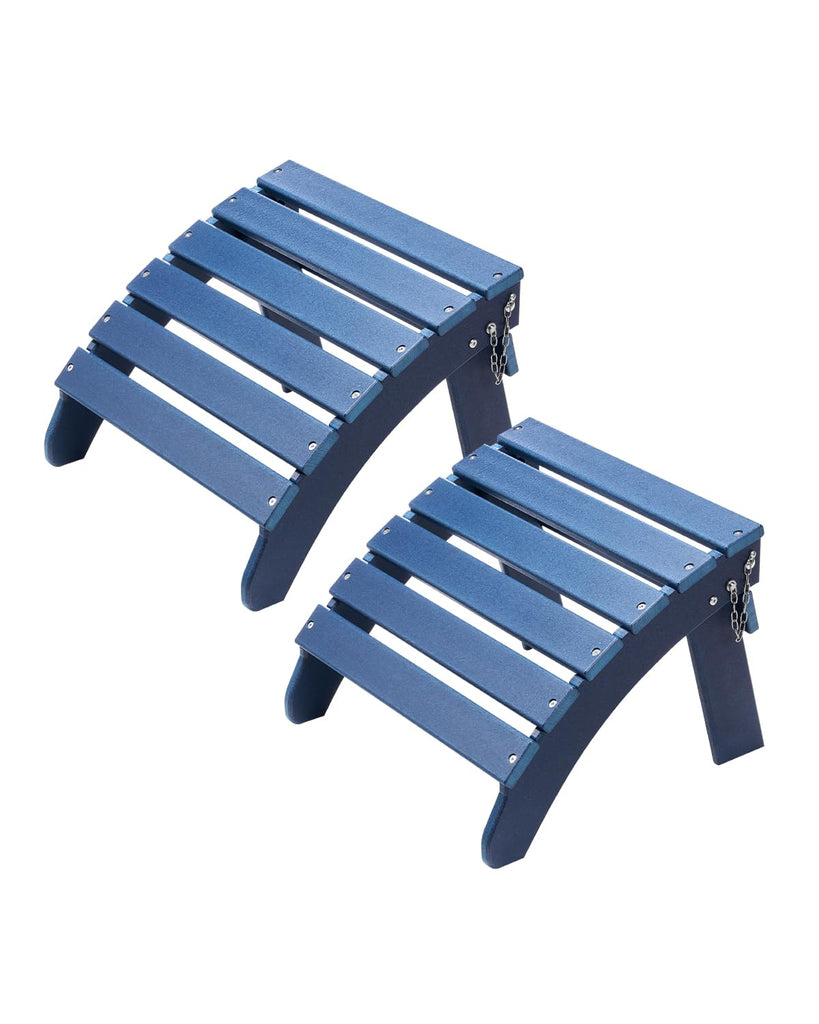 Adirondack Ottoman Set of 2, 18.7L x 18.9W x 13.8H Inch HDPE Plastic Folding Adirondack Ottoman, Weather-Resistant