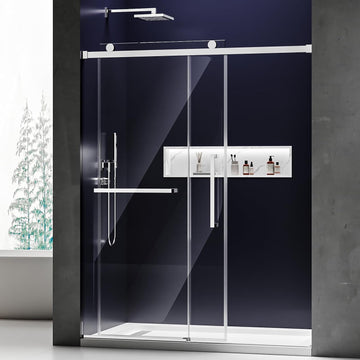 Shower Door with 5/16"(8mm) SGCC Tempered Glass, 56-60" W x 74" H Frameless Sliding Shower Door