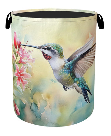 Summer Hummingbird Laundry Basket with Handles - Extra Large Foldable Hamper /Laundry/Bedroom/Dorm, Washable Fabric