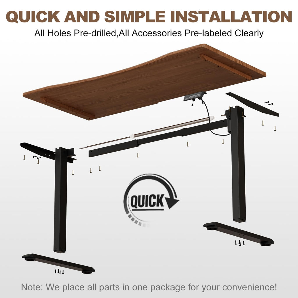 Solid Wood Electric Standing Desk, 55"x23.6" Walnut Standing Desk