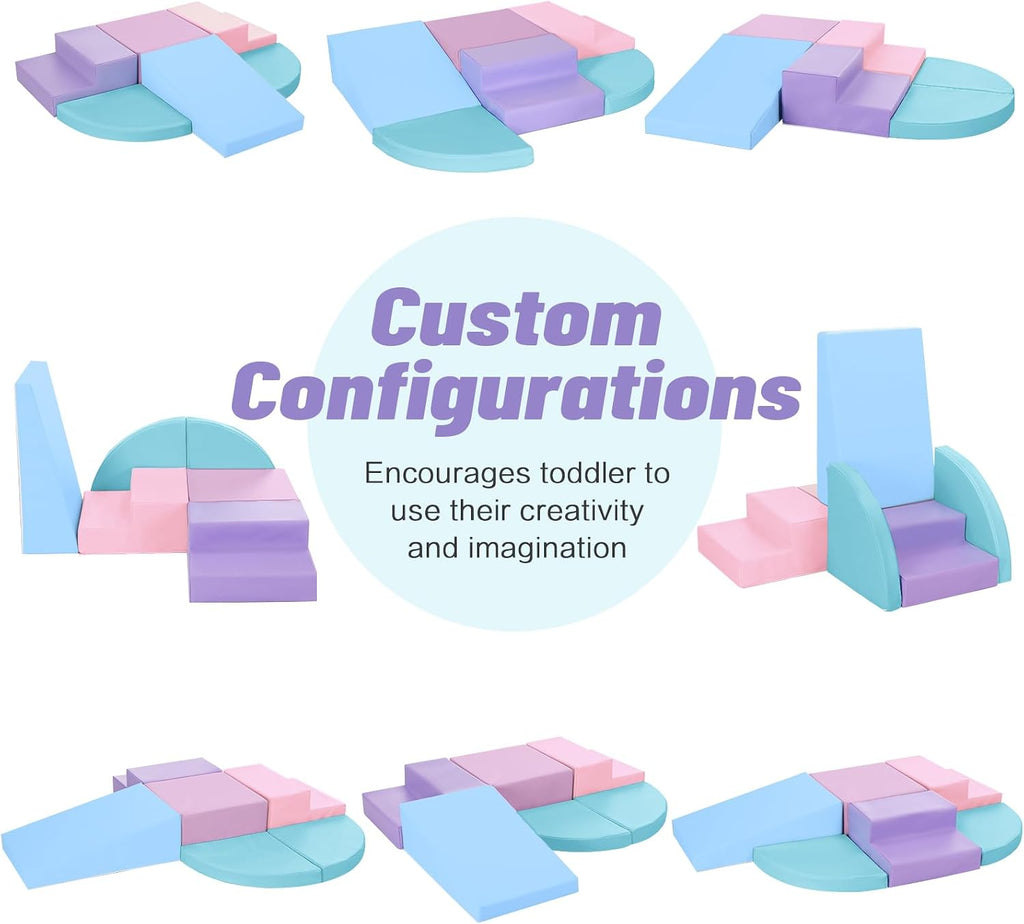 Piece Foam Climbing Blocks for Toddlers: Colorful Climbing Gym PU Leather Baby Foam Building Blocks Indoor Toy