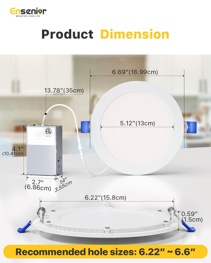 20 Pack 6 Inch LED Recessed Light, 5CCT Dimmable Canless Wafer