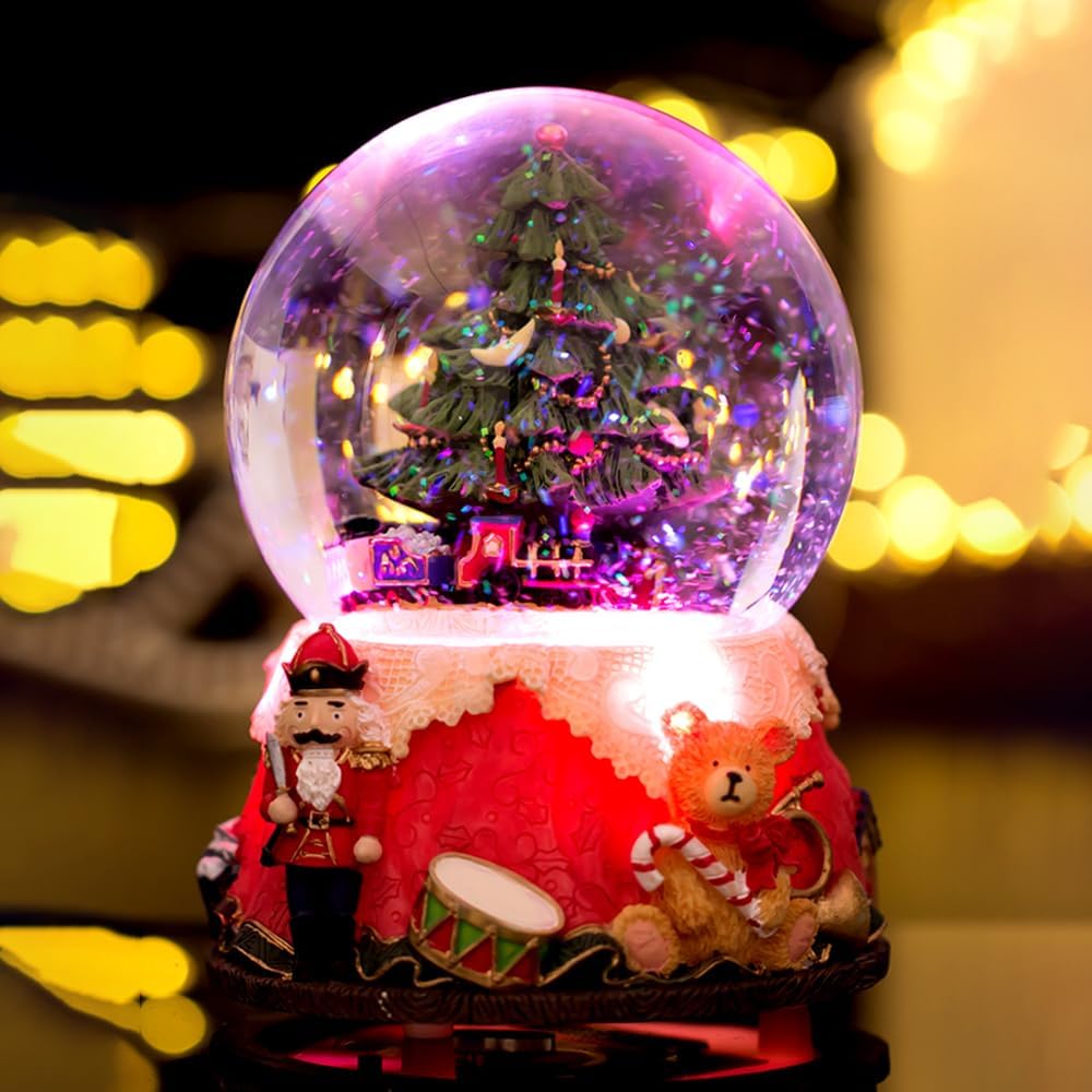 Lights Snow Globe Musical Christmas Music Box Gifts for Girl Women Daughter