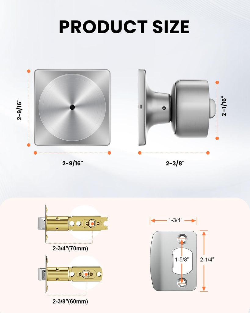 Brushed Nickel Door Knobs Interior, Privacy Door Knob with Lock Bathroom, Brushed Nickel Interior Door Knobs 8 Pack