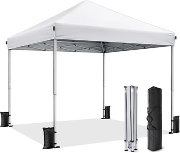 10x10 Pop Up Canopy, Portable Instant Canopy Tent with Carry Bag, 4 Sandbags and 8 Stakes Events, Parties & Camping