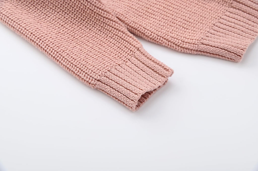 Toddler Unisex Cotton Knitted Sweater Warm Soild Pullover Top