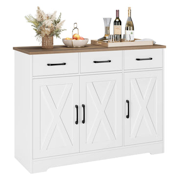 Kitchen Buffet Cabinet with Storage, Sideboard Coffee Bar, White