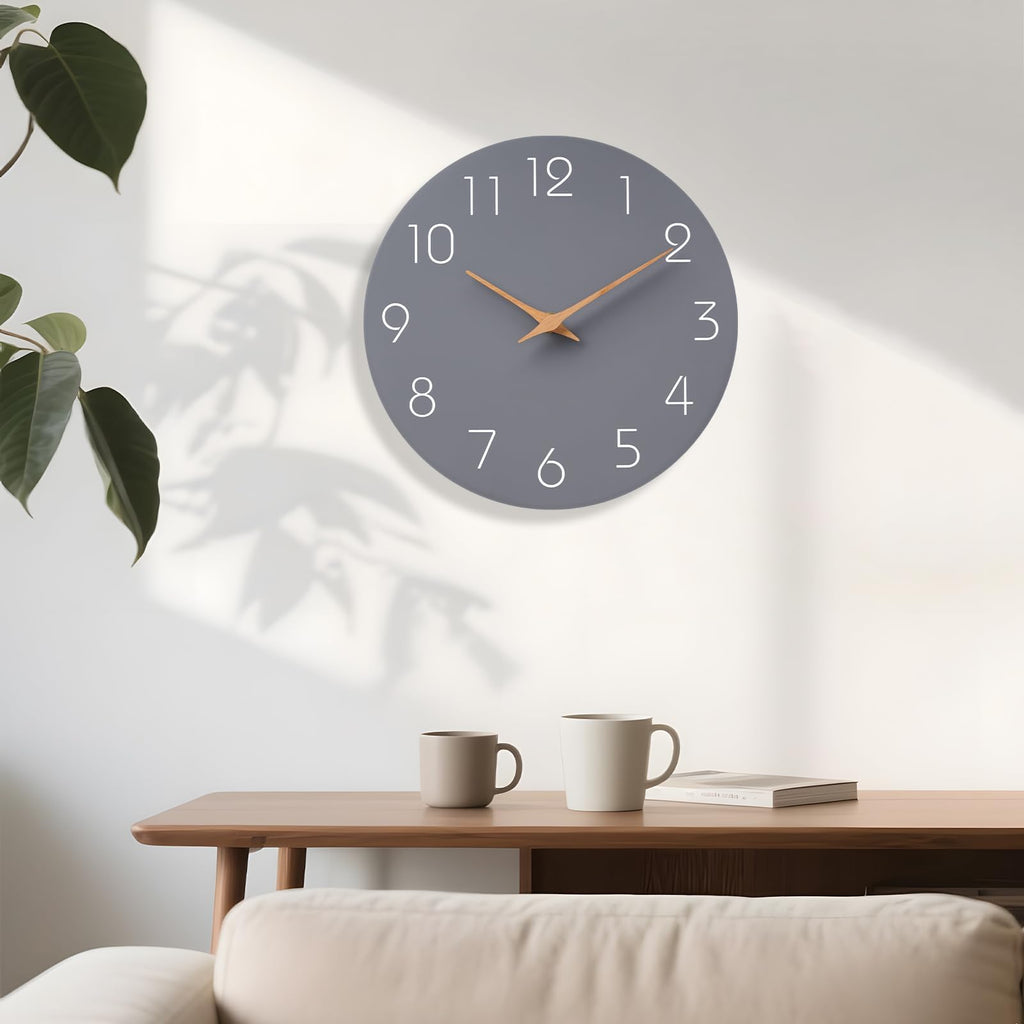 Wall Clock 14" Battery Operated Silent Non-Ticking Simple Modern