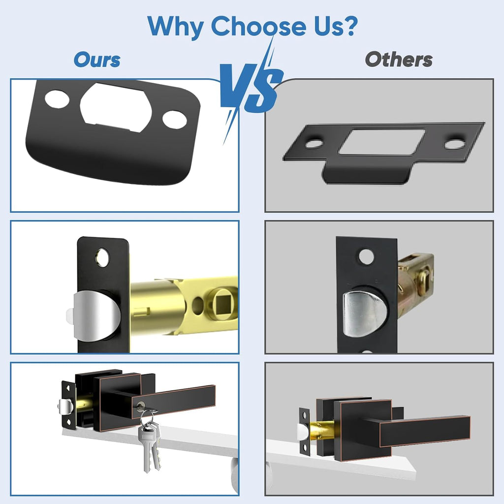 Exterior Door Handle, Front Door Locks with Key, Keyed Alike Door Lock Set and Rental, Exterior Door Knob for Entry