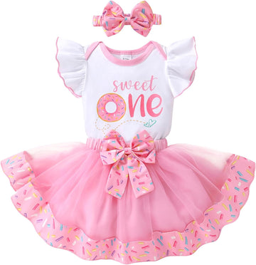 Baby Girls 1st Birthday Outfit ONE Romper Tulle Tutu Skirt with Headband Sets Baby First Princess Dress