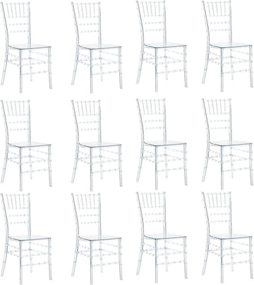Clear Acrylic Ballroom Chairs, Modern Dining Chair Set of 12, Accent Event Ghost Chairs for Wedding Party Event