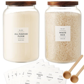 2 PCS Large Glass Jar with Airtight Lid, Glass Food Storage Jars for Tea, Spice, Cereal, Egg, Flour, Coffee and More(1
