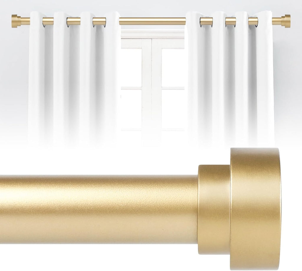 Gold Curtain Rods for Windows,1 Inch Heavy Duty Curtain Rods,Adjustable Modern Drapery Rod,Window