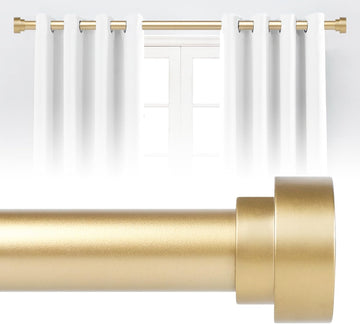 Gold Curtain Rods for Windows 48 to 84 Inch,1 Inch Heavy Duty Curtain Rods,Adjustable Modern Drapery Rod,Window