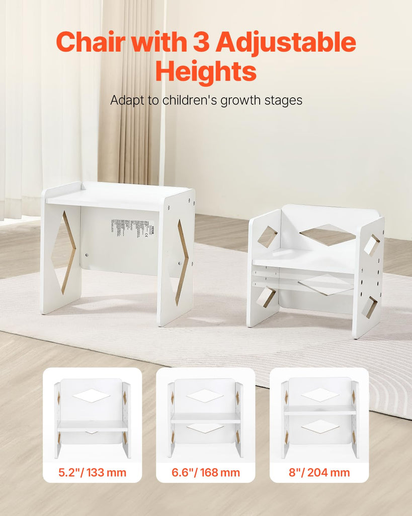 Montessori Weaning Table and Chair Set, Wooden Toddler Table and Chair Set for Aged 1-5, Adjustable Height Kids