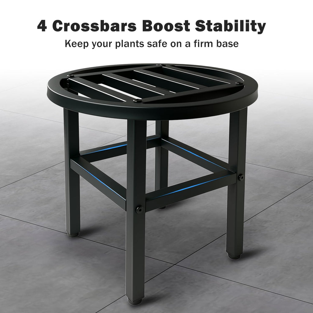 Plant Stand Indoor Outdoor, 13" Round Metal Plant Stands Riser, Heavy Duty Wrought Iron Pedestal Holders for Large