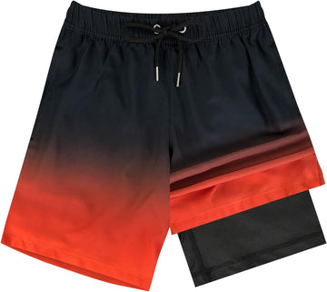 Boys Swim Trunks with Compression Liner Quick Dry Swim Shorts with Pockets