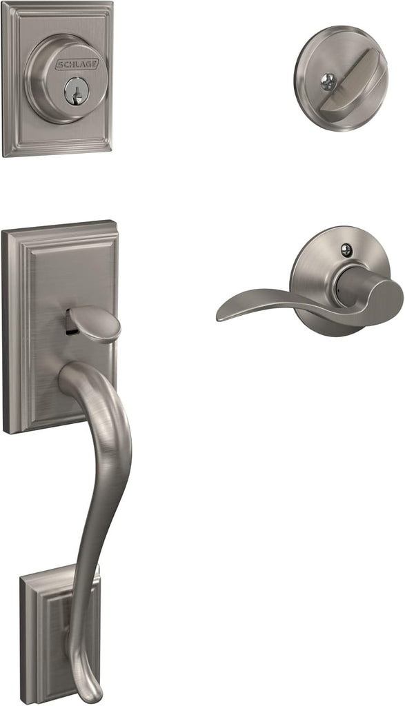 F60 V ADD 619 ACC Addison Front Entry Handleset with Accent Lever, Deadbolt Keyed 1 Side, Satin Nickel - Door Handleset