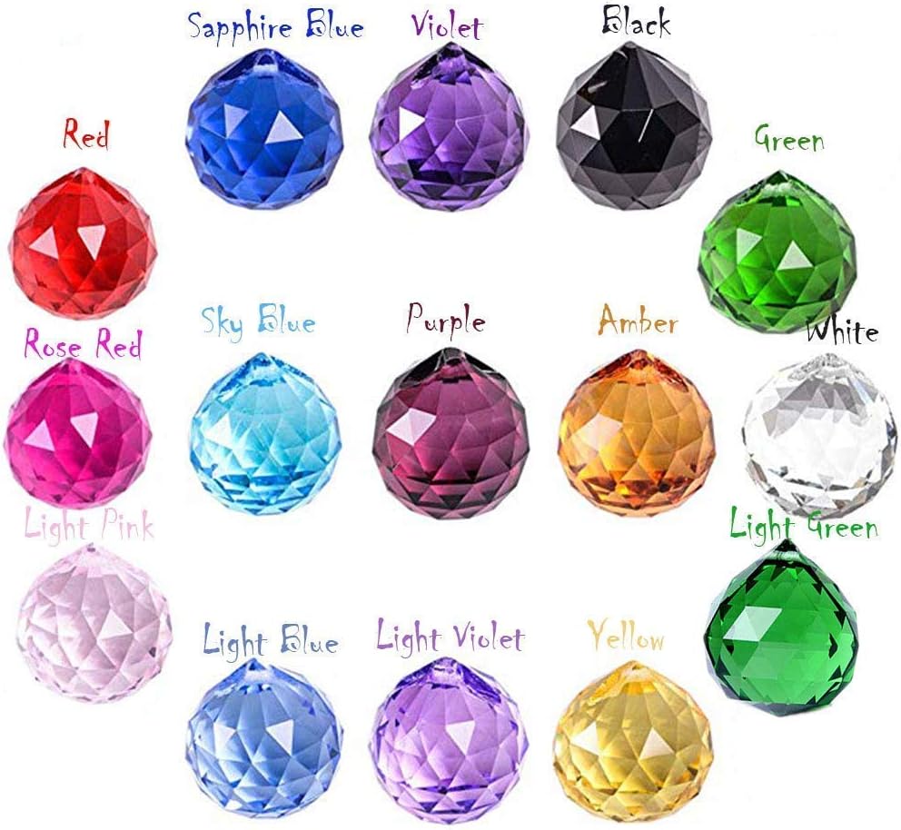 Crystal Sun Catcher Suncatcher Prism Ball Assorted Colors - 20 Pack, 0.8"/20mm, Rainbow Maker, Crystal Beads