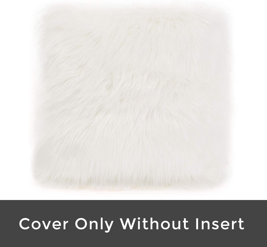 Set of 2 Decorative Faux Fur Throw Pillow Covers, White Fluffy Soft Fuzzy Square Cushion Cover Pillow Case, Chair
