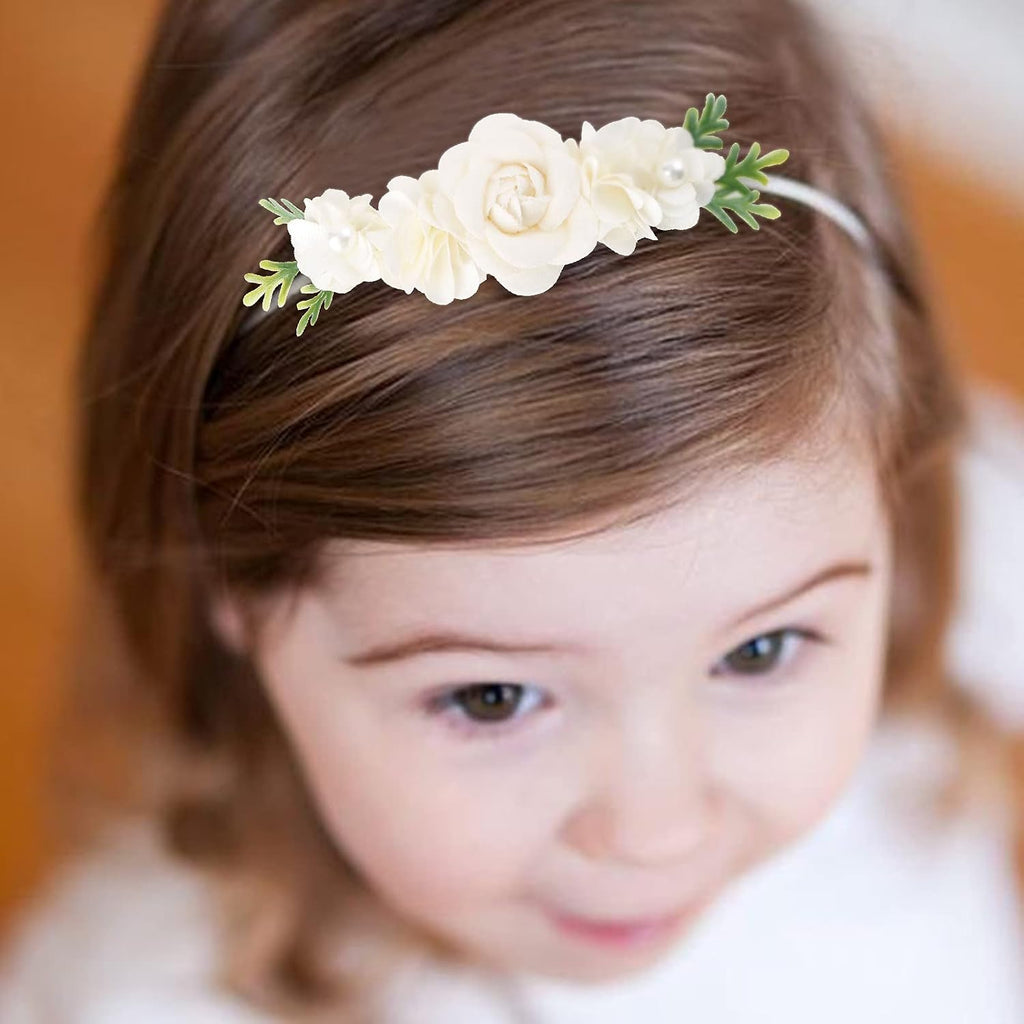 3pcs Baby Girl Flower Headbands, Super Soft & Stretchy Nylon Floral Hairbands for Toddler