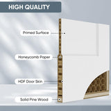 36"x84" Sliding Barn Door, 5-Panel White Primed Hollow Core Interior Molded Door Slab with 6FT Hardw