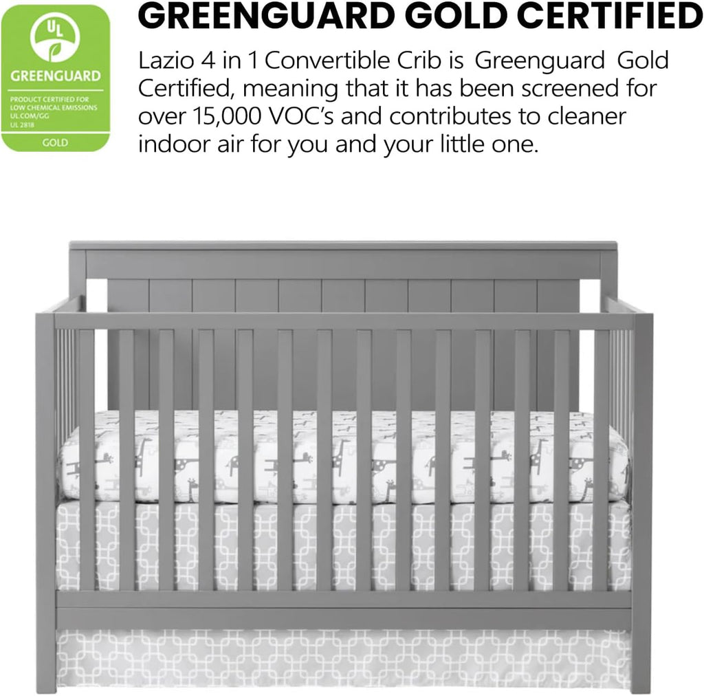 4-in-1 Convertible Crib, Dove Gray, GreenGuard Gold Certified